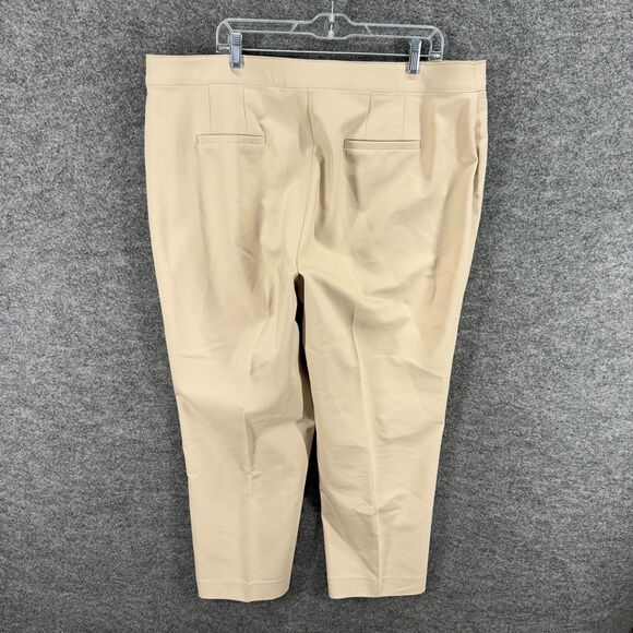 Ruby Rd. Dress Pants Women 20W Plus Beige High Rise Pleated Tapered Cotton - Picture 2 of 7